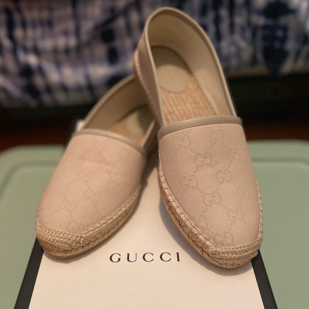 Authentic Beige Gucci Espadrilles - 37.5 - UNWORN - Picture 1 of 9